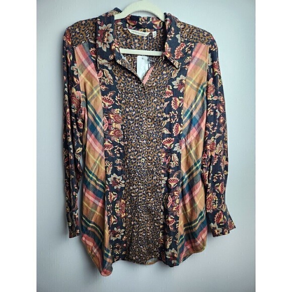 Mix Tops - Soft Surroundings Icon Print Mix Tunic Shirt Black Thrush Sz M NWT *Flawed*